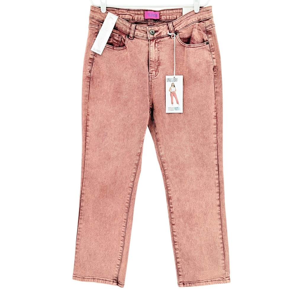 Telepatia Women's Stretch Denim Jeans 18W Terracotta Pink Straight High Rise NWT